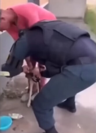 Rescue team removing the tape