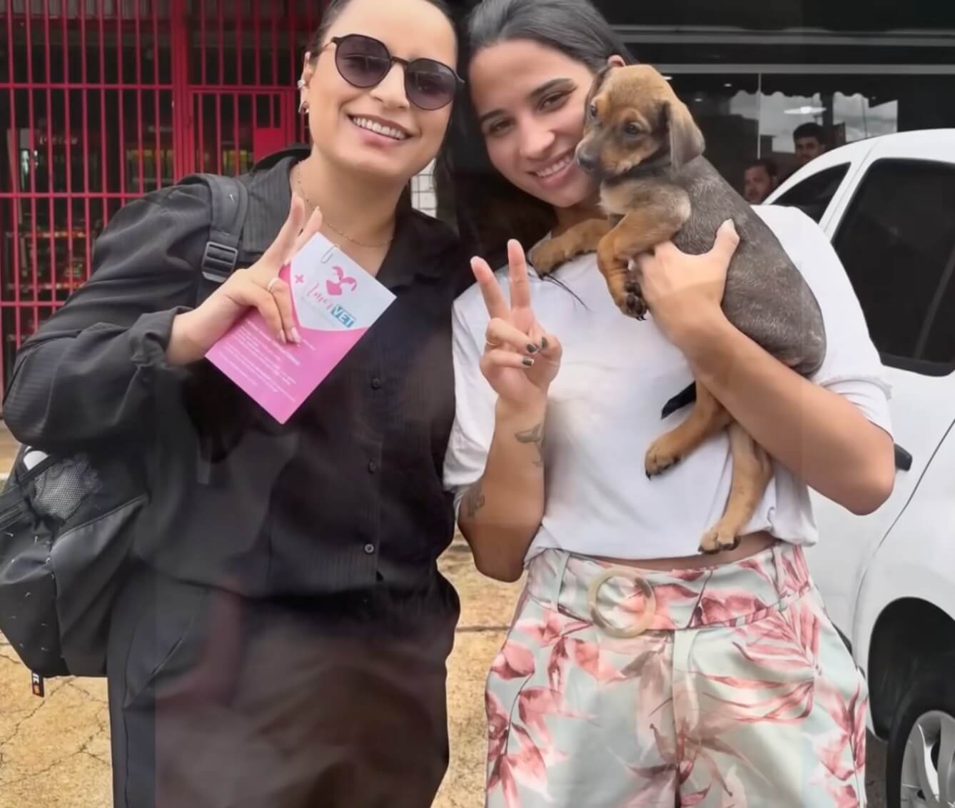 Her puppies getting adopted